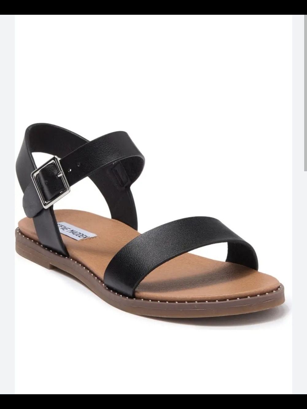 Steve Madden Tesa Black Two-Strap Ankle Buckle Sandals, Size 10M